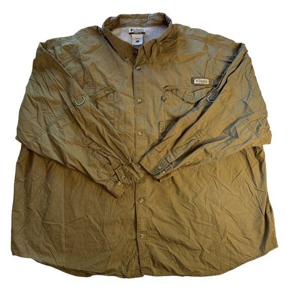 Columbia PFG Fishing Shirt Men's 5X Button Up Long Sleeve Vented Olive - Picture 1 of 9